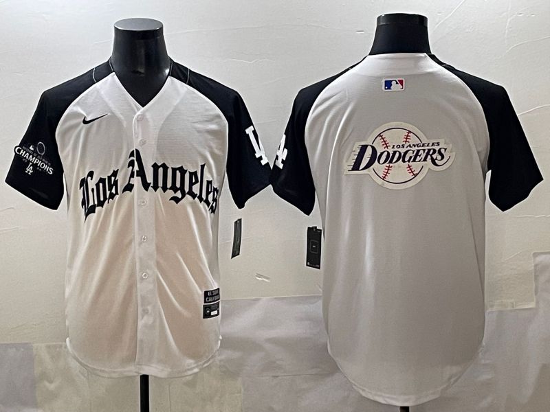 Men 2025 Los Angeles Dodgers Blank White black Five generations Joint Name Nike MLB Jersey style 52632